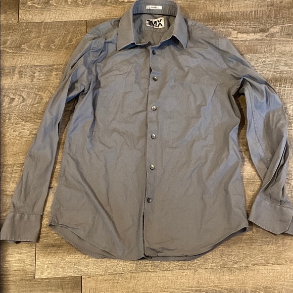 Express Gray Fitted Casual Button Down Shirt Modern Fit - Picture 1 of 7